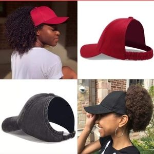 Women Snapback Backless Hat Natural Curl Hair